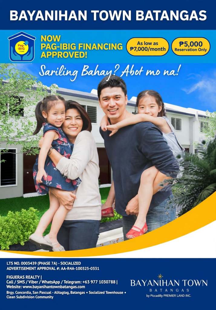 Bayanihan Town Batangas available through Pag-Ibig Housing Loan | Figueras Realty